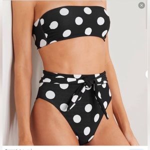 Mara Hoffman Abigail polka dot bikini top and Goldie bottoms size medium - SET
